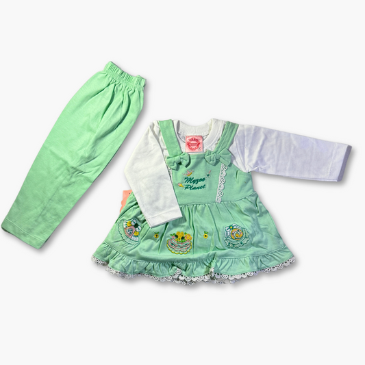 Imported Green Frock Set (3 Pieces)